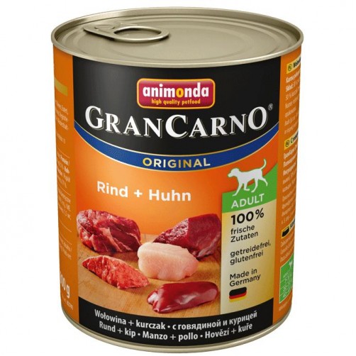كنسرو گوساله و مرغ مخصوص سگهای بالغ/ 800 گرمی/ Animonda GranCarno Rind + Huhn