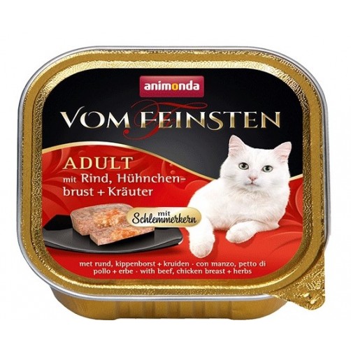 کنسرو گوشت گاو و سینه مرغ با سبزیجات  Vom Feinsten مخصوص گربه بالغ