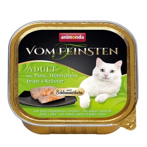 کنسرو  بوقلمون و سینه مرغ با سبزیجات  Vom Feinsten مخصوص گربه بالغ