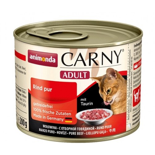 کنسرو پروتئین خالص گاو CARNY مخصوص گربه بالغ/ 200 گرمی