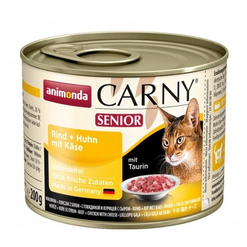 کنسرو گوشت گاو، مرغ + پنیر CARNY مخصوص گربه بالای 7 سال/ 200 گرم