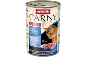 کنسرو  گوشت گاو  و ماهی کاد + ریشه جعفری CARNY مخصوص گربه بالغ/ 400 گرمی