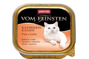 کنسرو بوقلمون و ماهی سالمون Vom Feinsten مخصوص گربه عقیم شده/ 100 گرمی