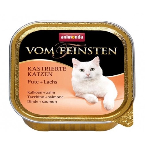 کنسرو بوقلمون و ماهی سالمون Vom Feinsten مخصوص گربه عقیم شده/ 100 گرمی