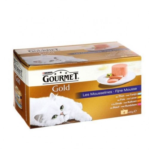 کنسرو گورمه گلد (نوار آبی)/ 4 عدد 85 گرمی/  Gourmet Gold fine mousse